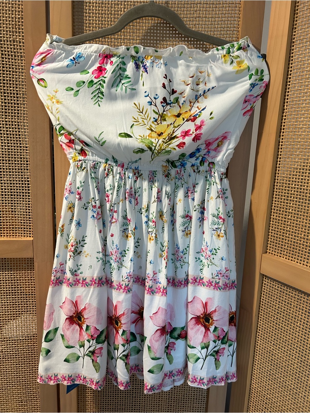 CUPSHE Women's‎ Mini Dress Strapless Ruffled Sleeveless Floral SMALL NWT - Picture 4 of 11